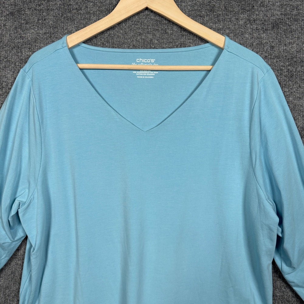 Chico's Size 4 US XXL The Ultimate Tee Coral Blue Cotton Blend Touch of Cool - Picture 3 of 8